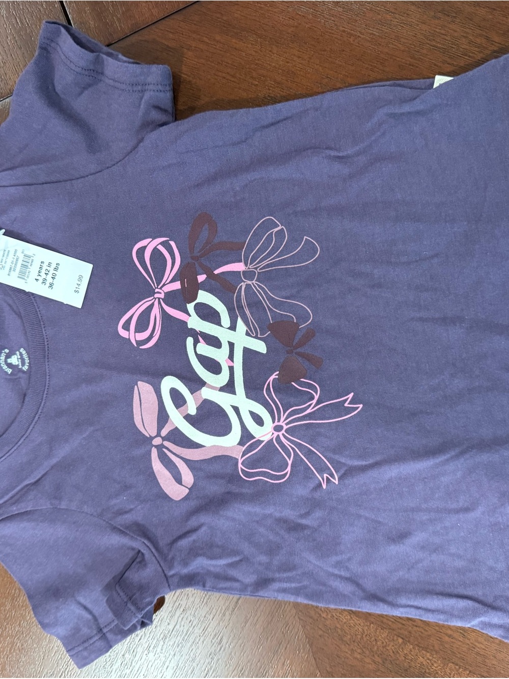 GAP Purple Tee with Pink and White Bow Graphic